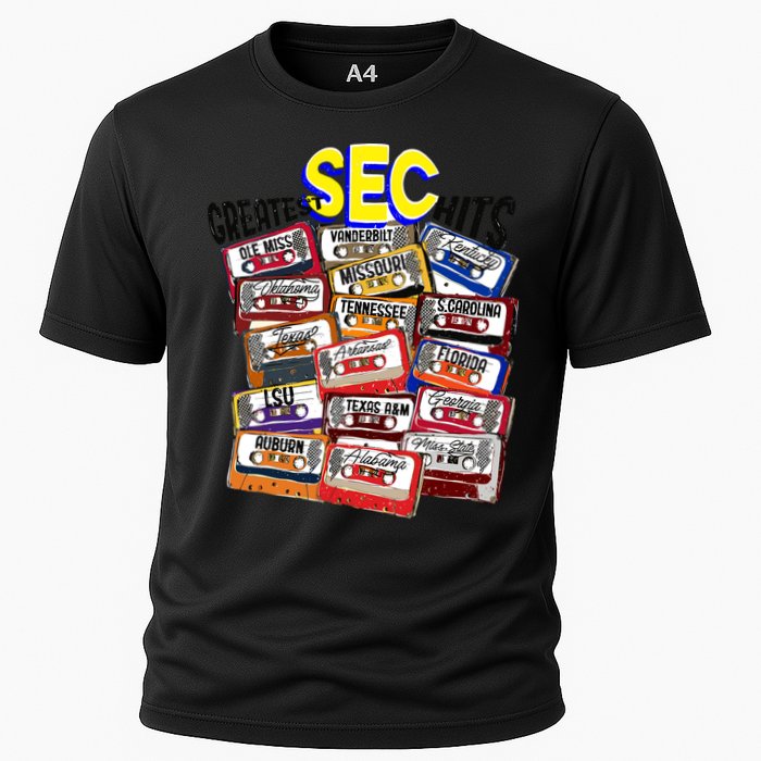 Sec Conference Greatest Hits College Football Game Day Cassette Tape Cooling Performance Crew T-Shirt