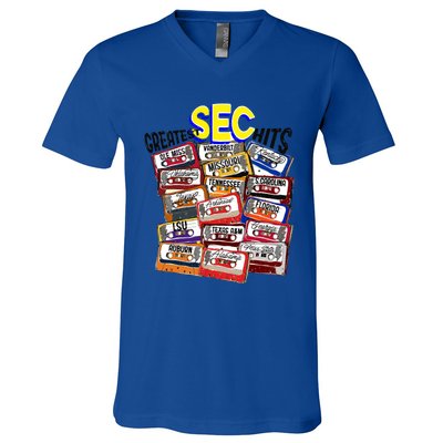 Sec Conference Greatest Hits College Football Game Day Cassette Tape V-Neck T-Shirt