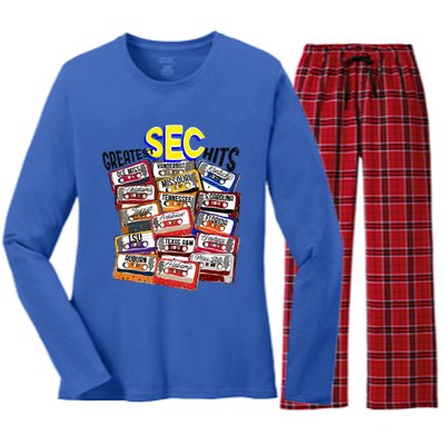 Sec Conference Greatest Hits College Football Game Day Cassette Tape Women's Long Sleeve Flannel Pajama Set 