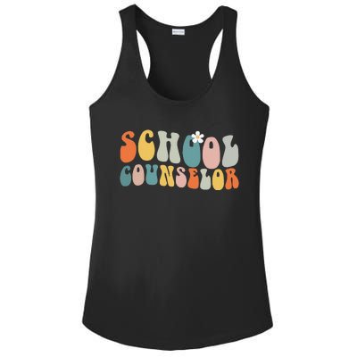 School Counselor Groovy Retro Vintage Ladies PosiCharge Competitor Racerback Tank