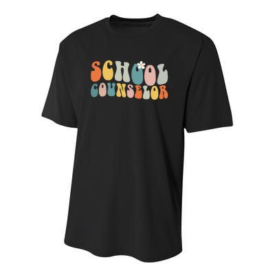 School Counselor Groovy Retro Vintage Youth Performance Sprint T-Shirt