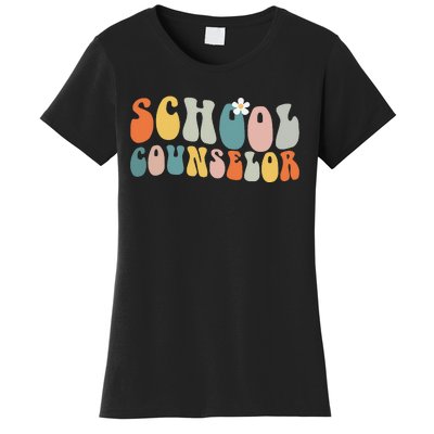 School Counselor Groovy Retro Vintage Women's T-Shirt