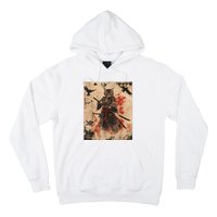 Samurai Cat Graphic Warrior Vintage Japanese Art Anime Hoodie