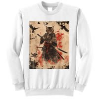 Samurai Cat Graphic Warrior Vintage Japanese Art Anime Sweatshirt