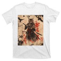 Samurai Cat Graphic Warrior Vintage Japanese Art Anime T-Shirt