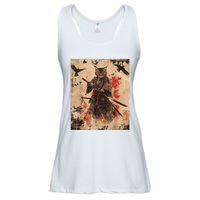 Samurai Cat Graphic Warrior Vintage Japanese Art Anime Ladies Essential Flowy Tank