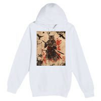 Samurai Cat Graphic Warrior Vintage Japanese Art Anime Premium Pullover Hoodie