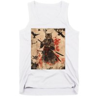 Samurai Cat Graphic Warrior Vintage Japanese Art Anime Tank Top