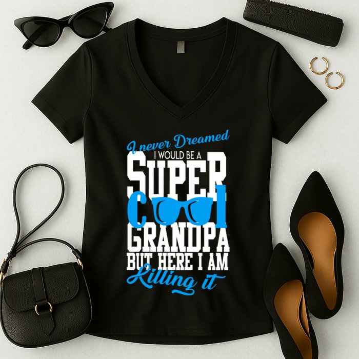 Super Cool Grandpa Women's V-Neck T-Shirt