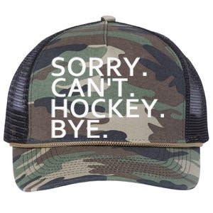 Sorry Cant Hockey Bye Funny Hockey Player Lover Long Sleeve Retro Rope Trucker Hat Cap