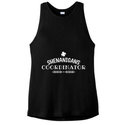 Shenanigans Coordinator Happy St Patricks Day Shamrock Ladies PosiCharge Tri-Blend Wicking Tank