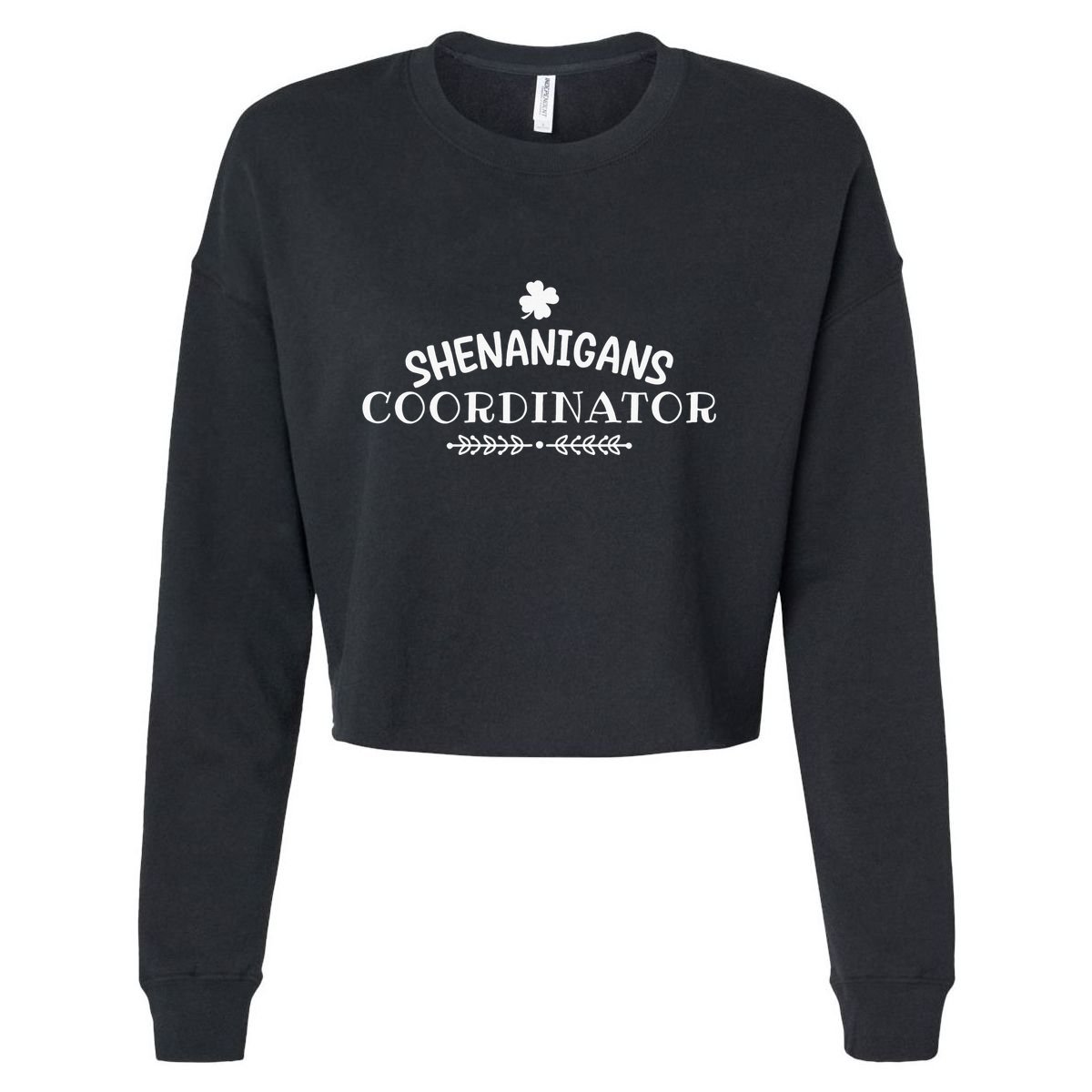 Shenanigans Coordinator Happy St Patricks Day Shamrock Cropped Pullover Crew