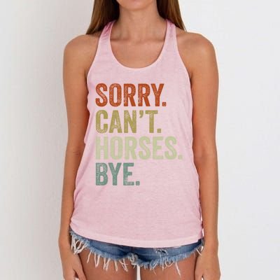 Sorry Cant Horses Bye Funny Horse Women's Knotted Racerback Tank