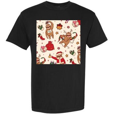 Sloth Christmas Holiday Garment-Dyed Heavyweight T-Shirt