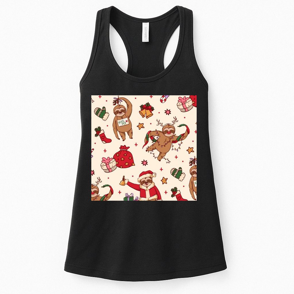 Sloth Christmas Holiday Womens Tank Top
