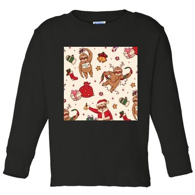 Sloth Christmas Holiday Toddler Long Sleeve Shirt