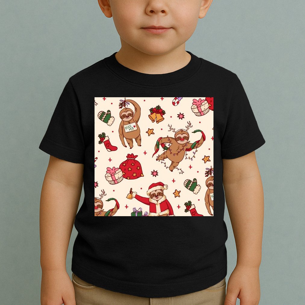 Sloth Christmas Holiday Toddler T-Shirt