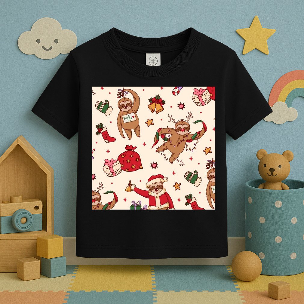 Sloth Christmas Holiday Toddler T-Shirt