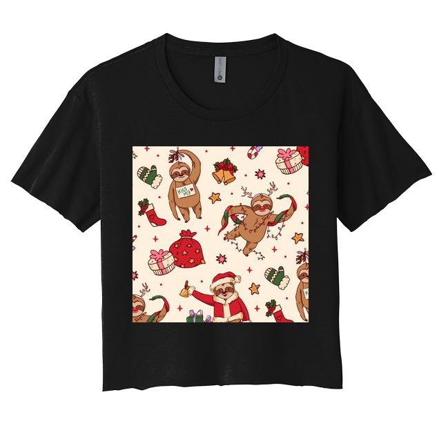 Sloth Christmas Holiday Crop Top