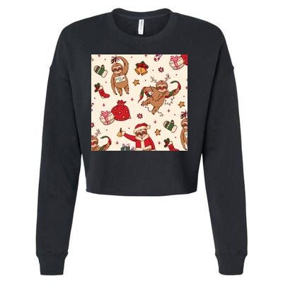 Sloth Christmas Holiday Cropped Pullover Crew