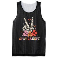 Stay Creepy Hallowen Pumpkin Skeleton Bone Hand Mesh Reversible Basketball Jersey Tank