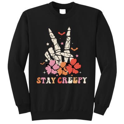 Stay Creepy Hallowen Pumpkin Skeleton Bone Hand Tall Sweatshirt