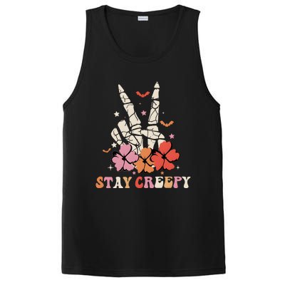 Stay Creepy Hallowen Pumpkin Skeleton Bone Hand PosiCharge Competitor Tank