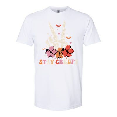 Stay Creepy Hallowen Pumpkin Skeleton Bone Hand Softstyle CVC T-Shirt