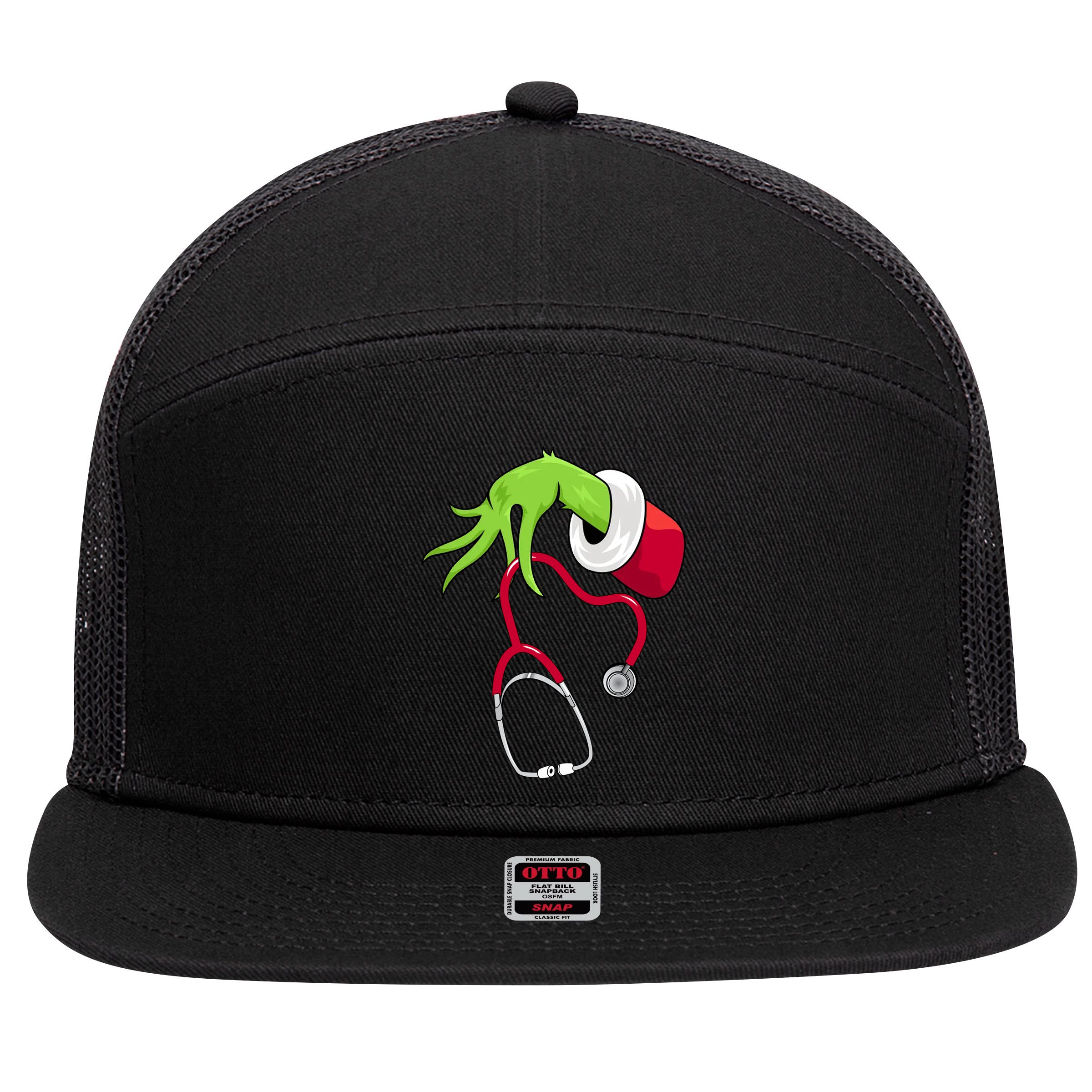 Stethoscope Christmas Holiday 7 Panel Mesh Trucker Snapback Hat
