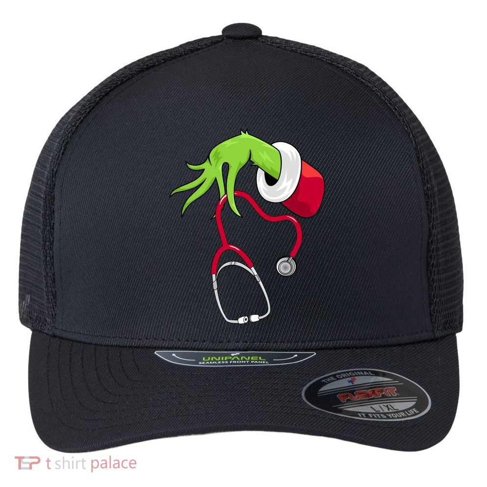 Stethoscope Christmas Holiday Flexfit Unipanel Trucker Cap