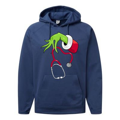 Stethoscope Christmas Holiday Performance Fleece Hoodie