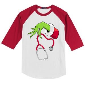 Stethoscope Christmas Holiday Kids Colorblock Raglan Jersey