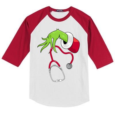 Stethoscope Christmas Holiday Kids Colorblock Raglan Jersey