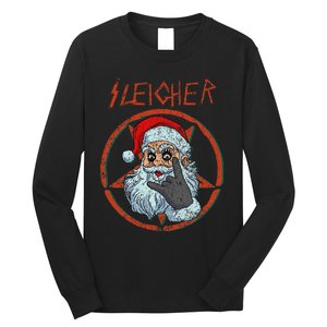 Sleigher Christmas Heavy Metal Xmas Hail Santa Long Sleeve Shirt