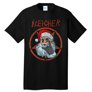 Sleigher Christmas Heavy Metal Xmas Hail Santa Tall T-Shirt