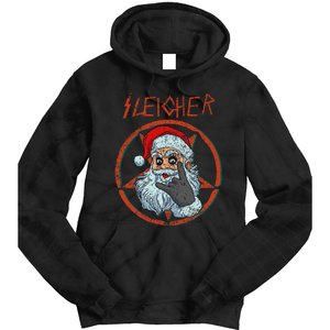 Sleigher Christmas Heavy Metal Xmas Hail Santa Tie Dye Hoodie