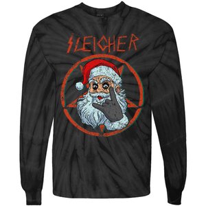 Sleigher Christmas Heavy Metal Xmas Hail Santa Tie-Dye Long Sleeve Shirt