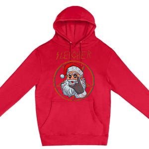 Sleigher Christmas Heavy Metal Xmas Hail Santa Premium Pullover Hoodie