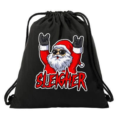 Sleigher Christmas Heavy Metal Xmas Hail Santa Drawstring Bag