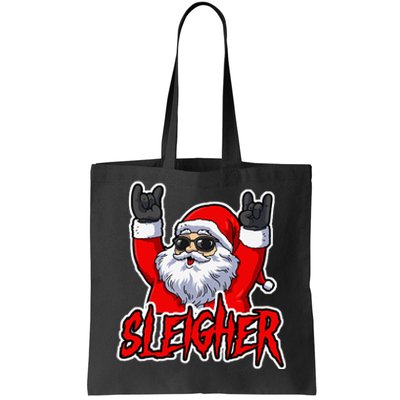 Sleigher Christmas Heavy Metal Xmas Hail Santa Tote Bag