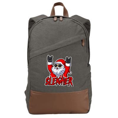 Sleigher Christmas Heavy Metal Xmas Hail Santa Cotton Canvas Backpack