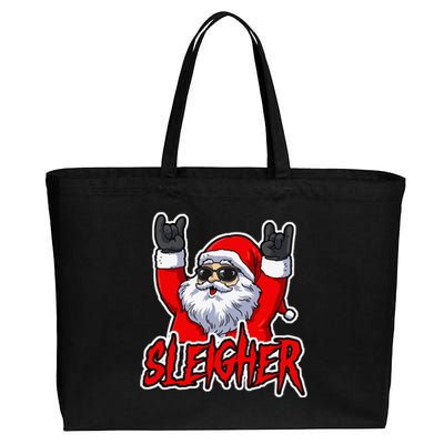 Sleigher Christmas Heavy Metal Xmas Hail Santa Cotton Canvas Jumbo Tote