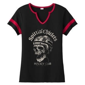 Spittin Chiclets Hockey Club Skull Ladies Halftime Notch Neck Tee