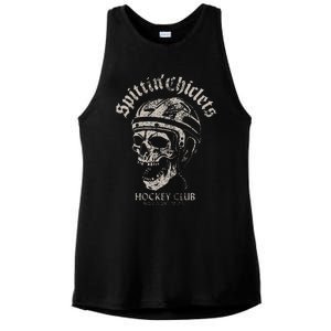 Spittin Chiclets Hockey Club Skull Ladies PosiCharge Tri-Blend Wicking Tank