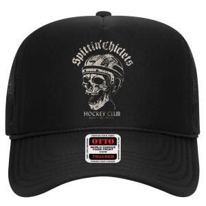 Spittin Chiclets Hockey Club Skull High Crown Mesh Back Trucker Hat