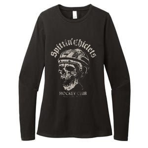 Spittin Chiclets Hockey Club Skull Womens CVC Long Sleeve Shirt