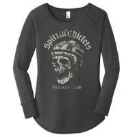 Spittin Chiclets Hockey Club Skull Women's Perfect Tri Tunic Long Sleeve Shirt