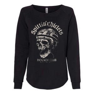 Spittin Chiclets Hockey Club Skull Womens California Wash Sweatshirt