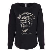 Spittin Chiclets Hockey Club Skull Womens California Wash Sweatshirt