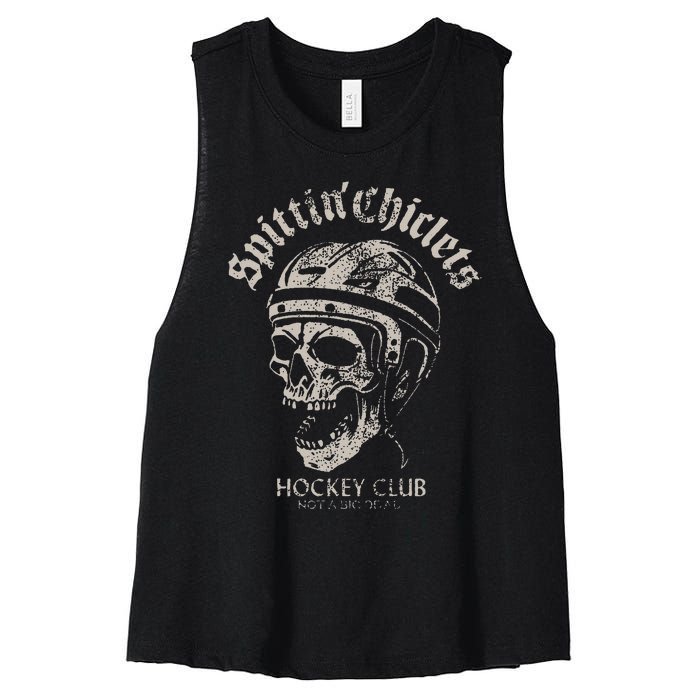 Spittin Chiclets Hockey Club Skull Women's Racerback Cropped Tank